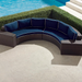 Pasadena II 4-pc. Modular Sofa Set in Bronze Finish outdoor seating Frontgate Indigo with Canvas Piping  
