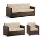 Small Palermo 3-pc. Sofa Set in Bronze Finish outdoor seating Frontgate Sand with Canvas piping  