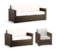 Small Palermo 3-pc. Sofa Set in Bronze Finish outdoor seating Frontgate Snow with Logic Bone piping  