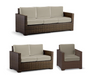 Small Palermo 3-pc. Sofa Set in Bronze Finish outdoor seating Frontgate Dove with Canvas piping  