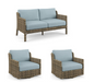 Seton 3-pc. Loveseat Set outdoor seating Frontgate Glacier Loveseat with 2 Lounge Chairs 