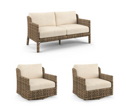 Seton 3-pc. Loveseat Set outdoor seating Frontgate Rumor Vanilla Loveseat with 2 Lounge Chairs 