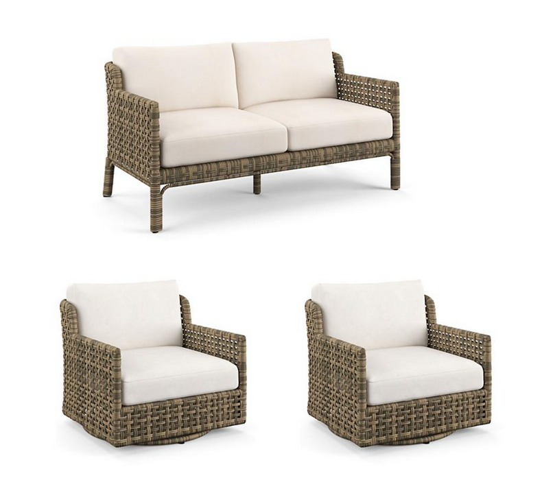 Seton 3-pc. Loveseat Set outdoor seating Frontgate Snow Loveseat with 2 Lounge Chairs 