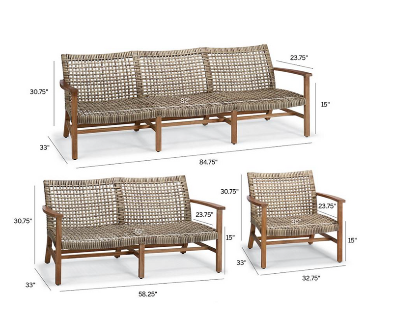 Isola 3-pc. Sofa Set in Natural Finish outdoor seating Frontgate   