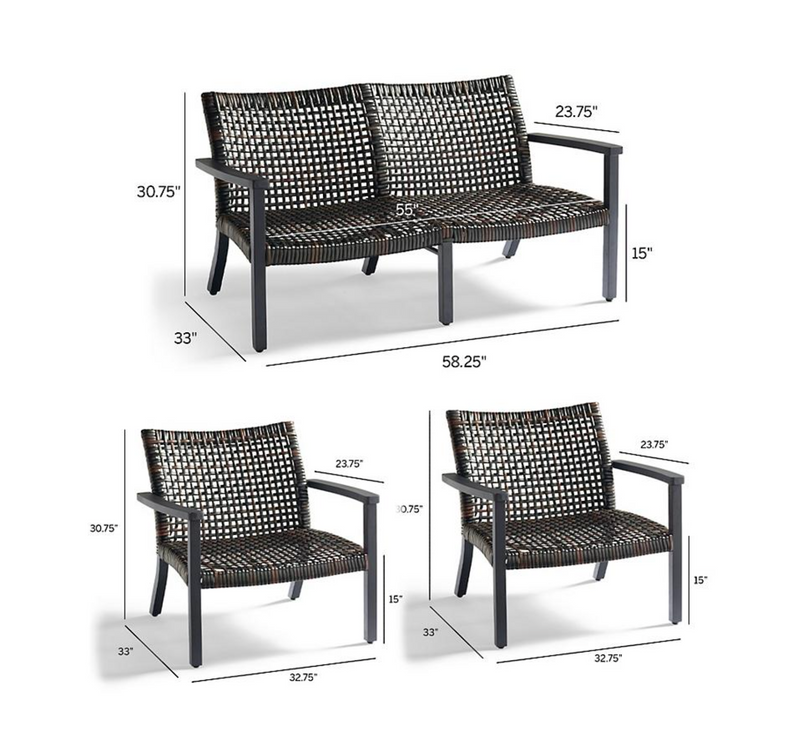 Isola 3-pc. Loveseat Set in Aluminum outdoor seating Frontgate   