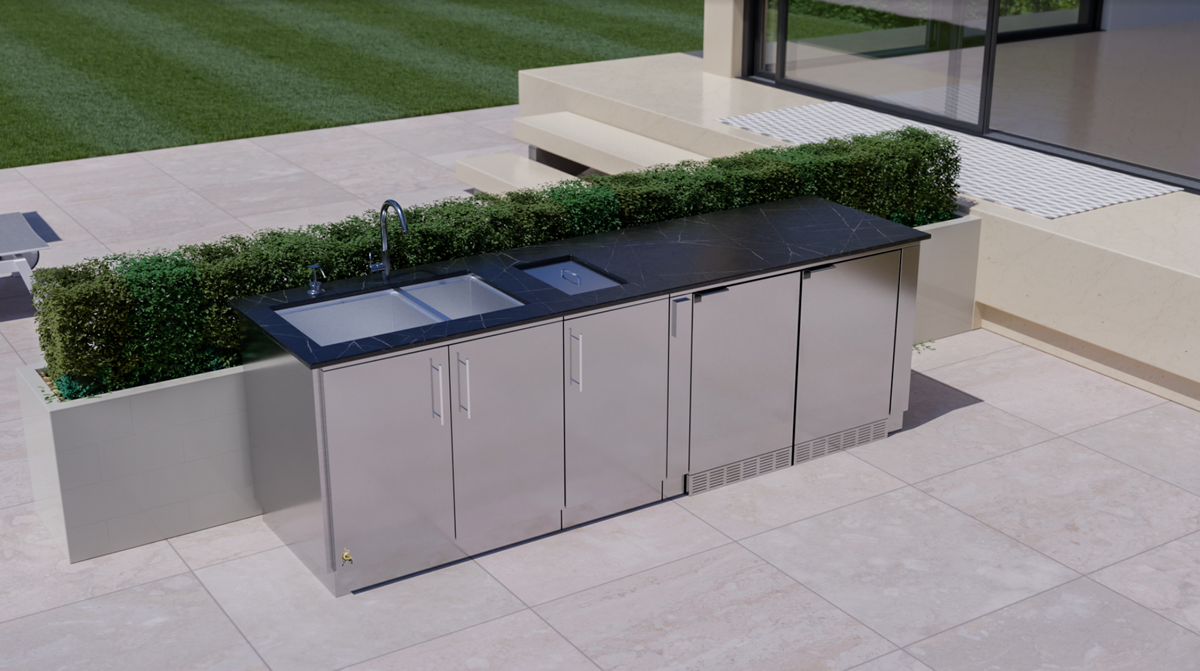 Stainless steel kitchen sink cabinet - SBC36FDD - SUNSTONE - for garden /  home