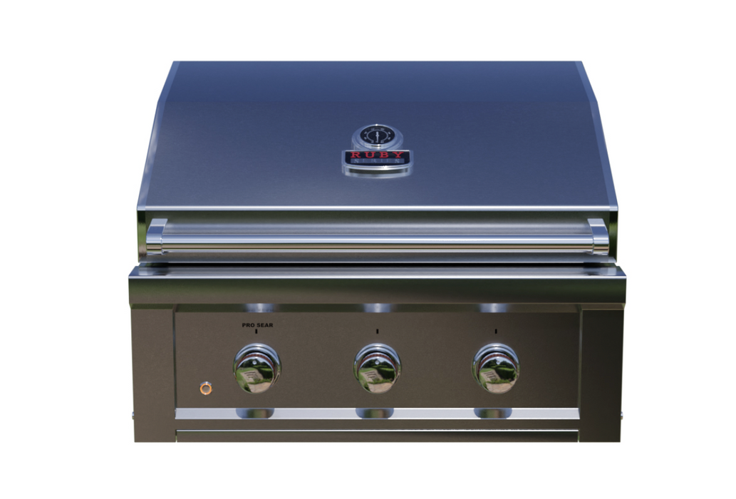 Sunstone Ruby Series 3 Burner Gas Grill with Infrared + Rotisserie Kit BBQ GRILL SunStone Barbecue Grills Ruby 3 Burner Pro-Sear 30" - Item No. RUBY3B - LPG  