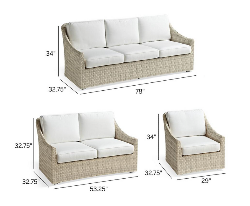 Ashby 3-pc. Sofa Set in Shell Finish