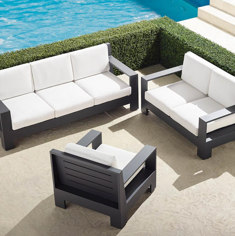 St. Kitts 3-pc. Sofa Set in Matte Black Aluminum