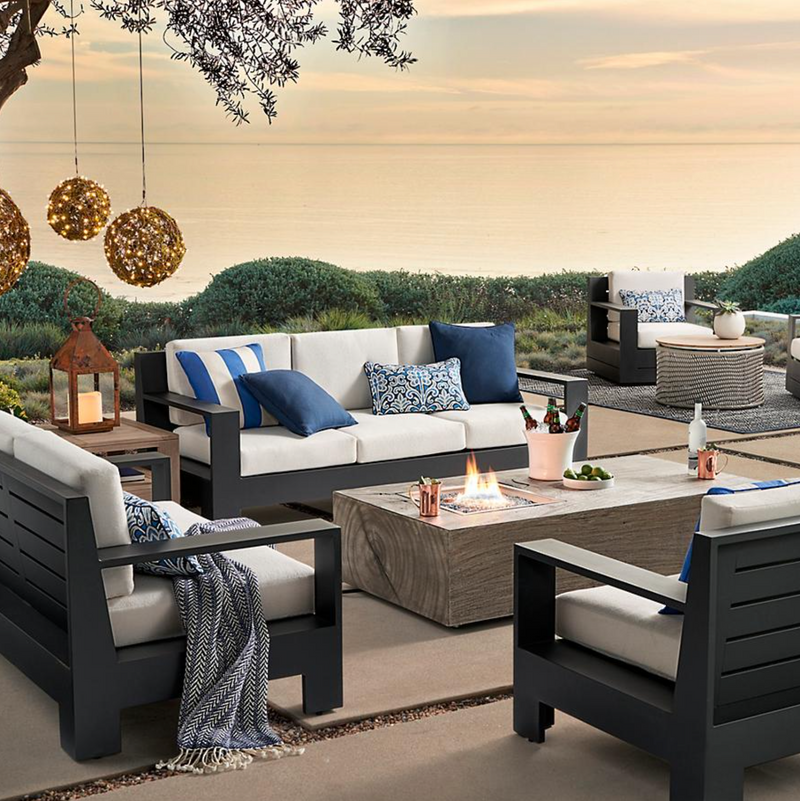 St. Kitts 3-pc. Sofa Set in Matte Black Aluminum