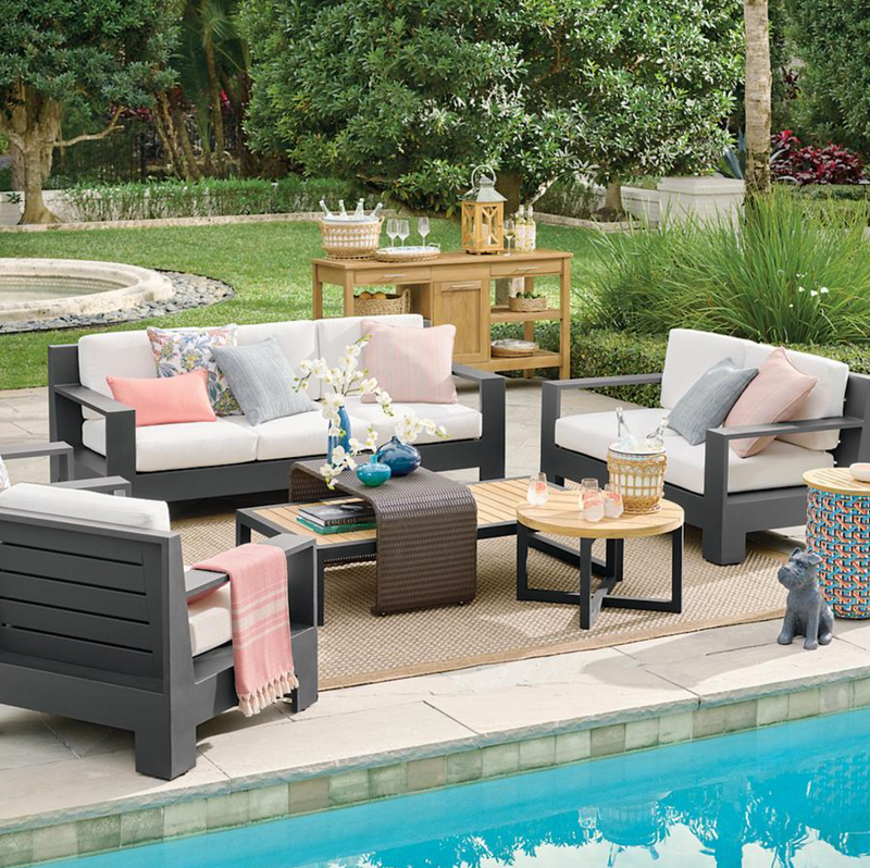 St. Kitts 3-pc. Sofa Set in Matte Black Aluminum