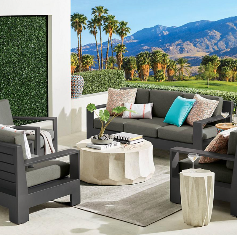 St. Kitts 3-pc. Sofa Set in Matte Black Aluminum