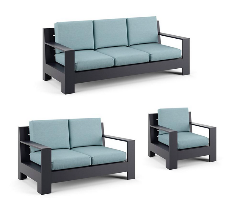 St. Kitts 3-pc. Sofa Set in Matte Black Aluminum