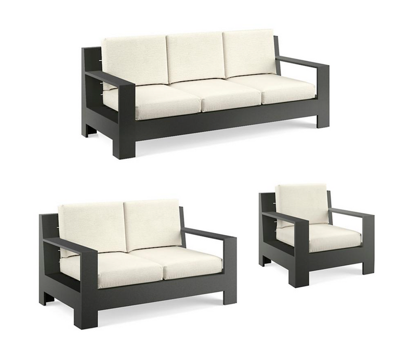 St. Kitts 3-pc. Sofa Set in Matte Black Aluminum