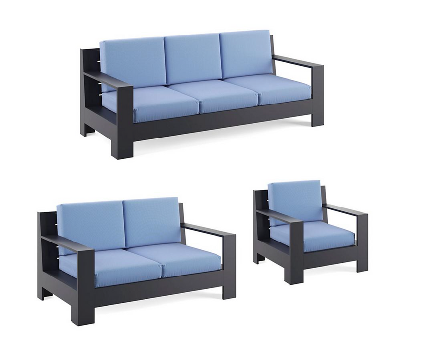 St. Kitts 3-pc. Sofa Set in Matte Black Aluminum