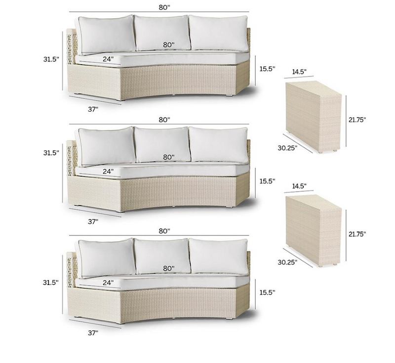 Pasadena II 5-pc. Modular Sofa Set in Ivory Finish