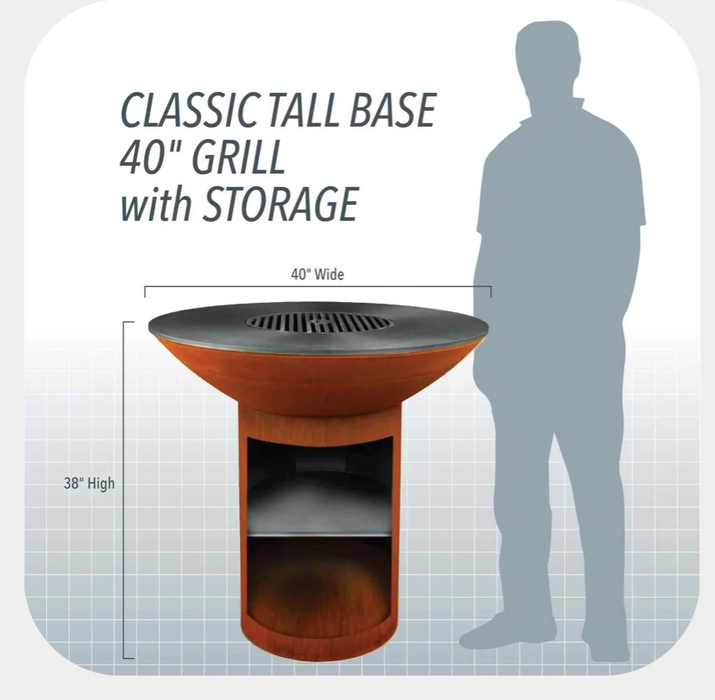 The Arteflame Classic 40" grill with tall round base with storage Chef Max Bundle + 2 accessories