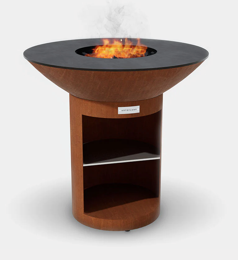 The Arteflame Classic 40" grill with tall round base with storage Chef Max Bundle + 5 accessories
