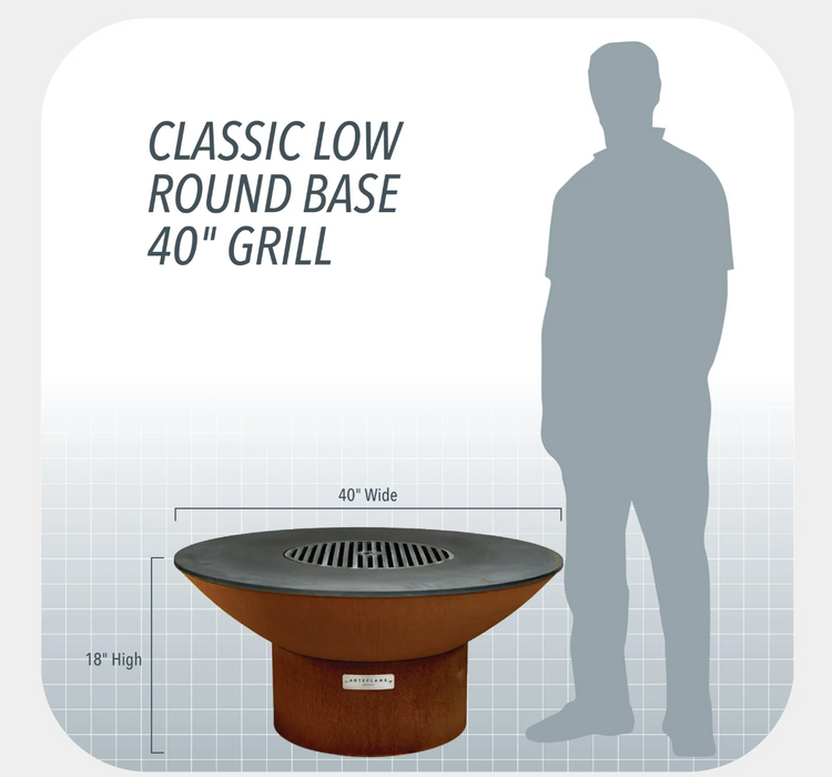The Arteflame Classic 40" grill with low round base Chef Max Bundle + 2 accessories