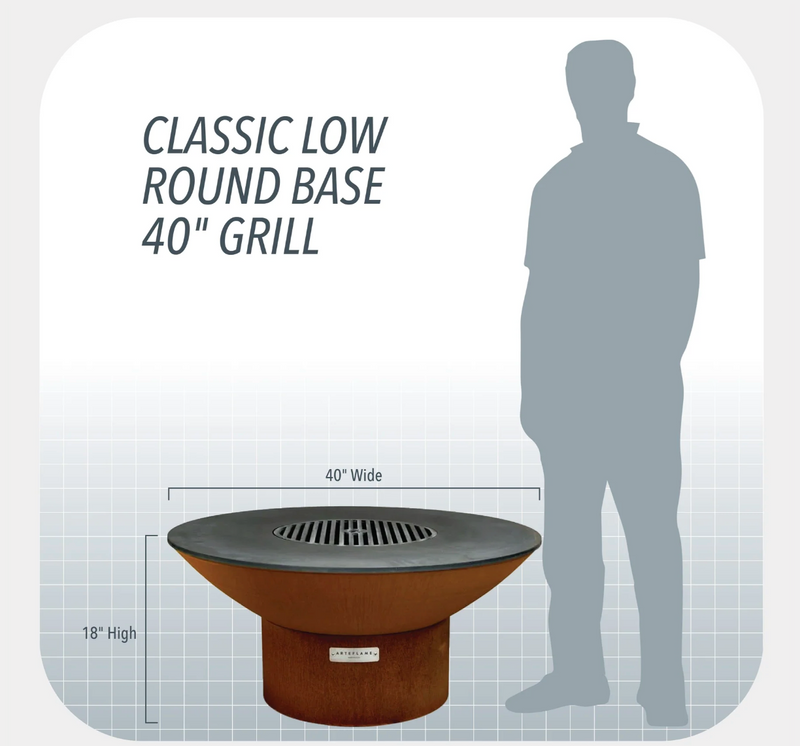 The Arteflame Classic 40" grill with low round base Chef Max Bundle + 10 accessories