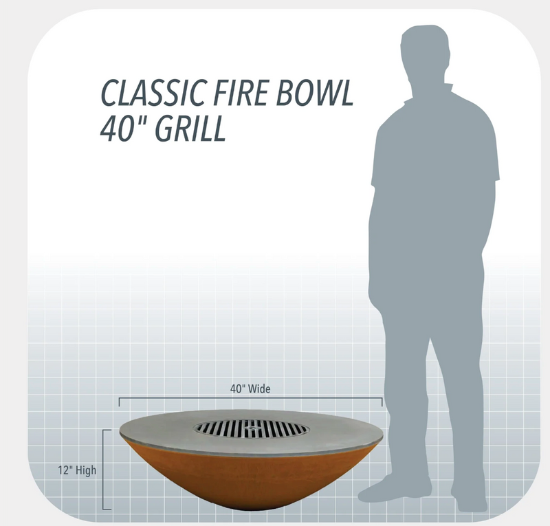 The Arteflame Classic 40" Fire bowl with cooktop