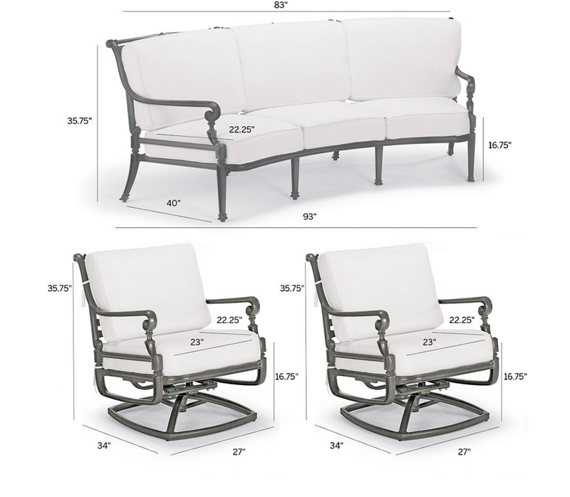 Carlisle 3-pc. Curved Sofa Set in Slate Finish