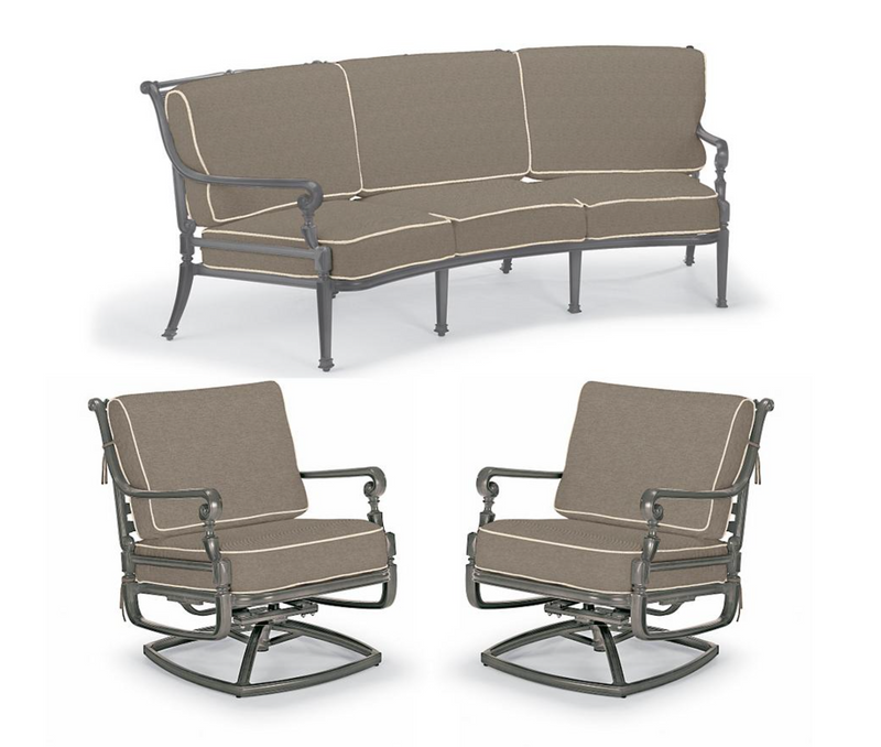 Carlisle 3-pc. Curved Sofa Set in Slate Finish