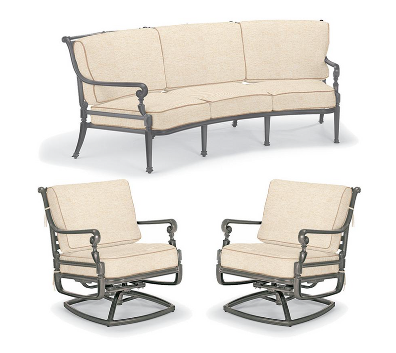 Carlisle 3-pc. Curved Sofa Set in Slate Finish