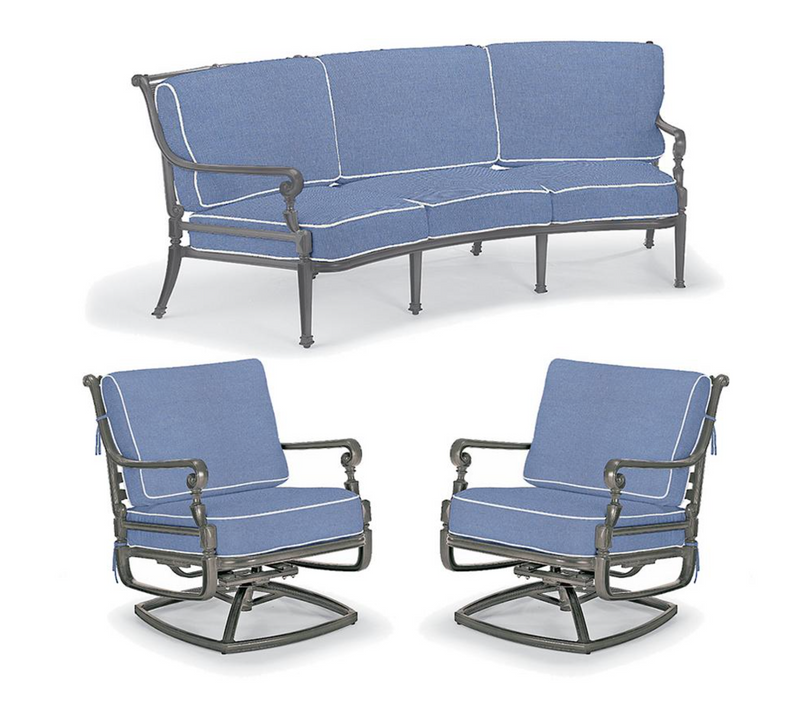 Carlisle 3-pc. Curved Sofa Set in Slate Finish