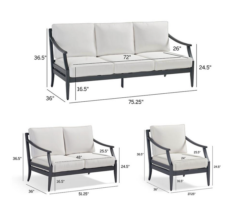 Trelon 3-pc. Aluminum Sofa Set
