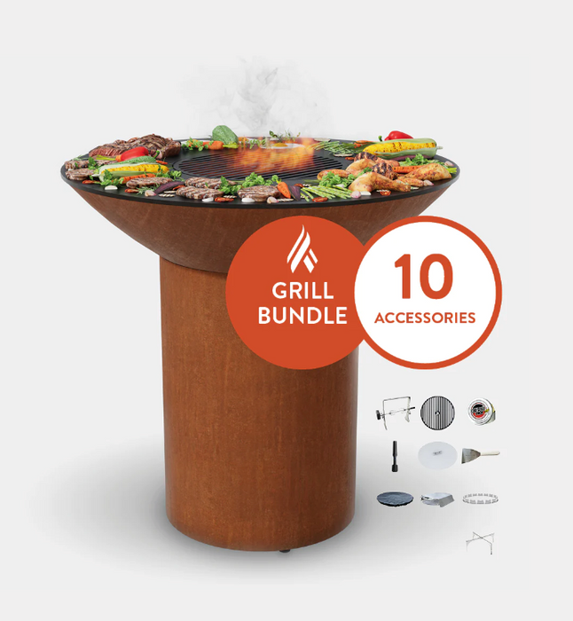 The Arteflame Classic 40" grill with tall round base Chef Max Bundle + 10 accessories