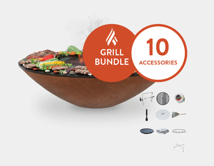 The Arteflame Classic 40" Fire bowl with cooktop Chef Max Bundle + 10 accessories