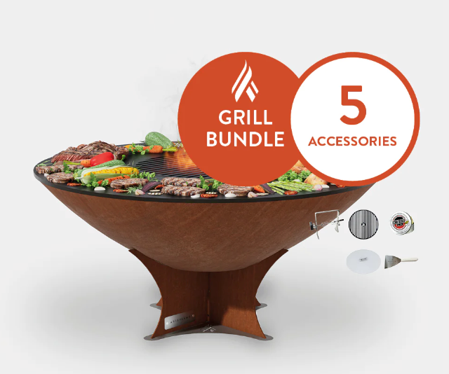The Arteflame Classic 40" grill with low euro base Chef Max Bundle + 5 accessories