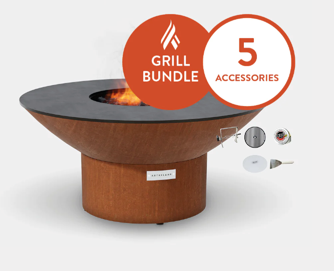 The Arteflame Classic 40" grill with low round base Chef Max Bundle + 5 accessories