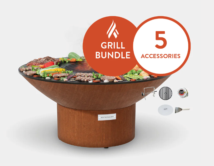The Arteflame Classic 40" grill with low round base Chef Max Bundle + 5 accessories