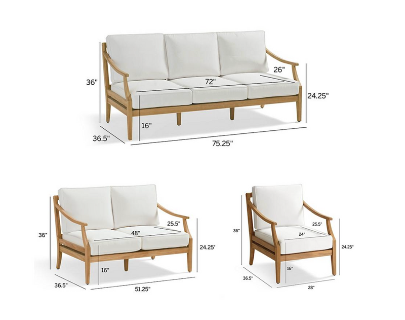 Trelon 3-pc. Teak Sofa Set