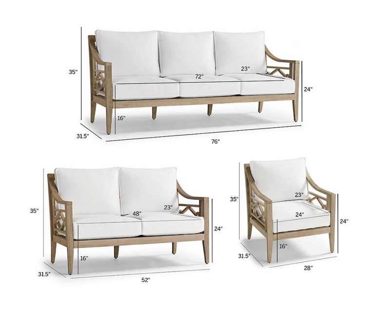 Surrey Hill 3-pc. Sofa Set in Weathered Teak