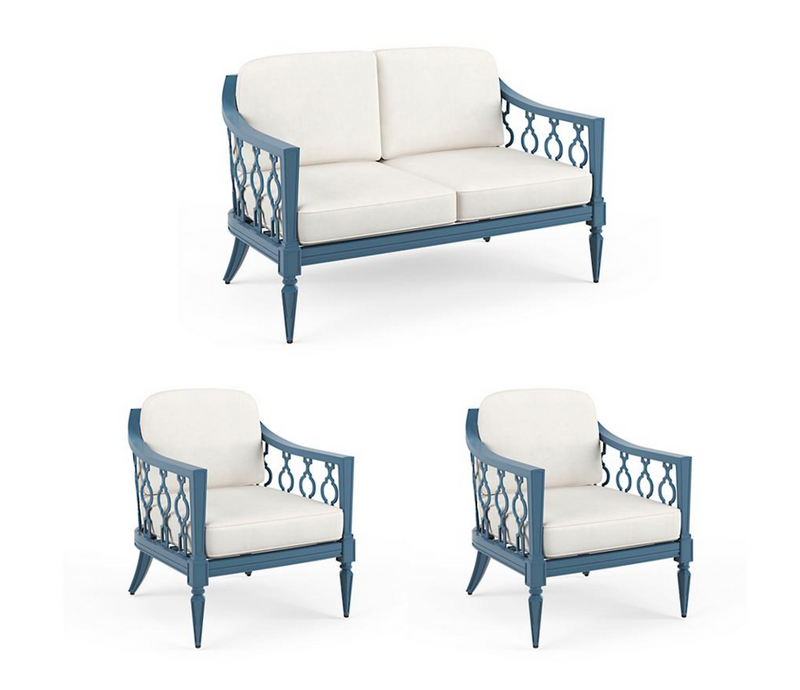 Avery 3-pc. Loveseat Set in Moonlight Blue Finish