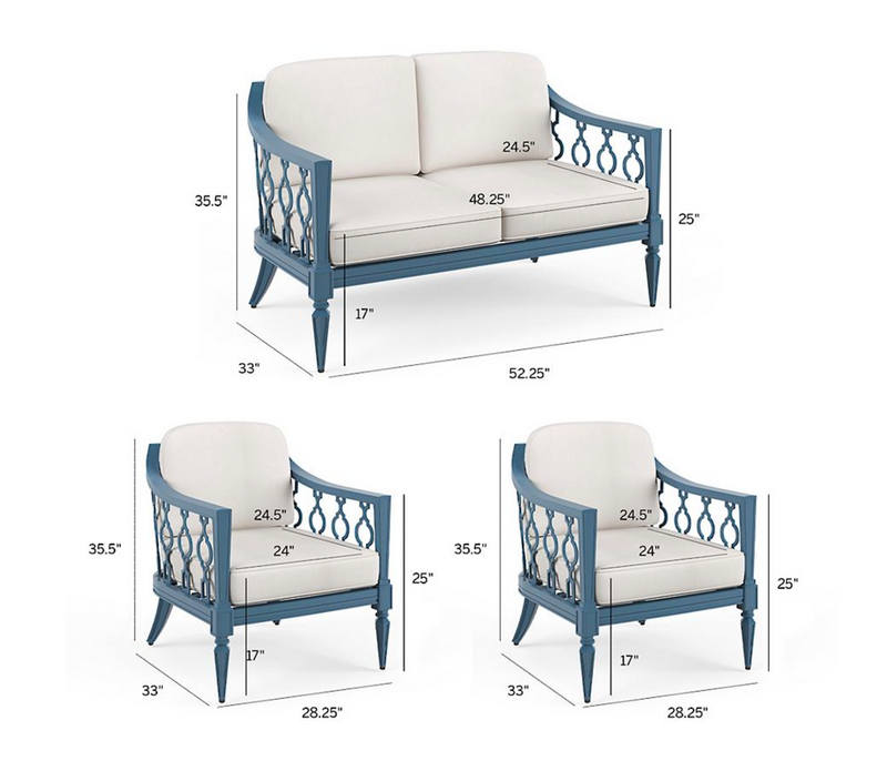 Avery 3-pc. Loveseat Set in Moonlight Blue Finish