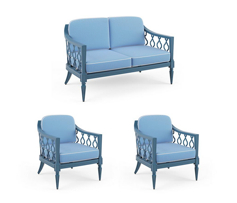Avery 3-pc. Loveseat Set in Moonlight Blue Finish
