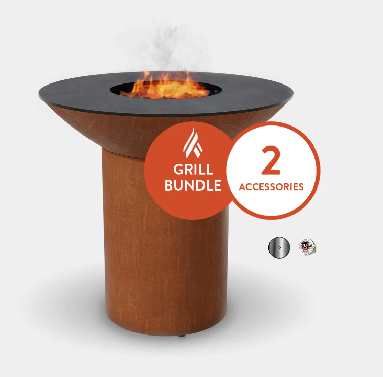 The Arteflame Classic 40" grill with tall round base Chef Max Bundle + 2 accessories