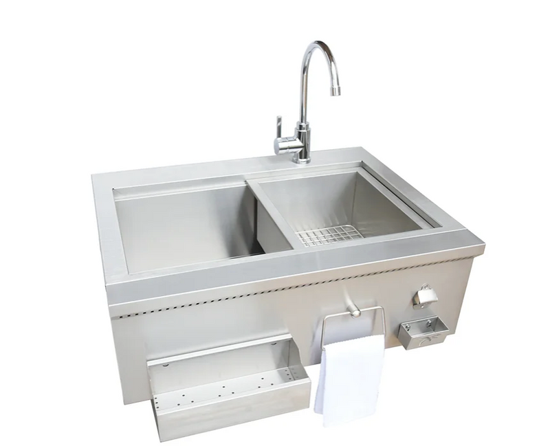 Farmhouse 30" Built-In Bartender Cocktail Station With Sink Bottle Opener and Ice Chest