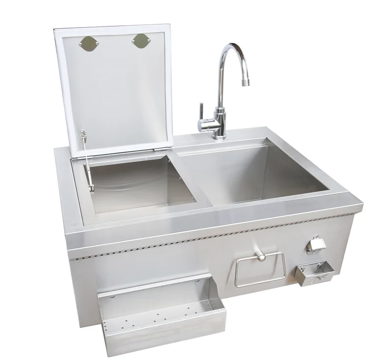 Farmhouse 30" Built-In Bartender Cocktail Station With Sink Bottle Opener and Ice Chest