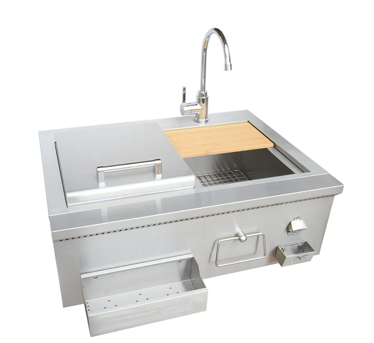 Farmhouse 30" Built-In Bartender Cocktail Station With Sink Bottle Opener and Ice Chest