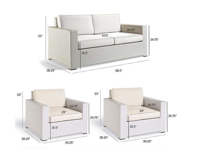 Palermo 3-pc. Loveseat Set in White Finish