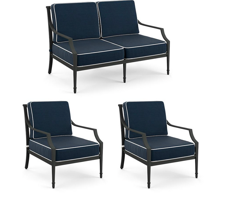 Grayson 3-pc. Loveseat Set in Black Finish