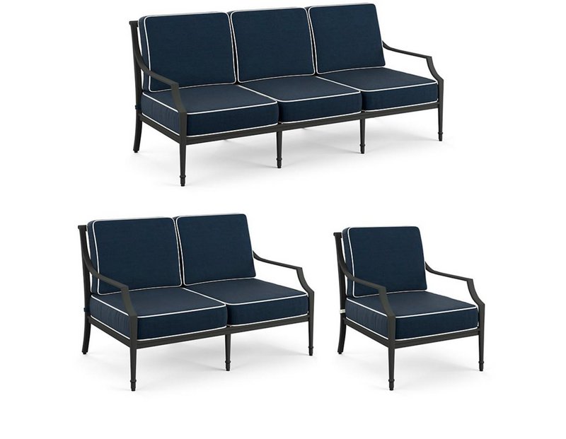 Grayson 3-pc. Sofa Set in Black Finish