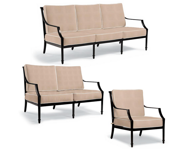 Grayson 3-pc. Sofa Set in Black Finish
