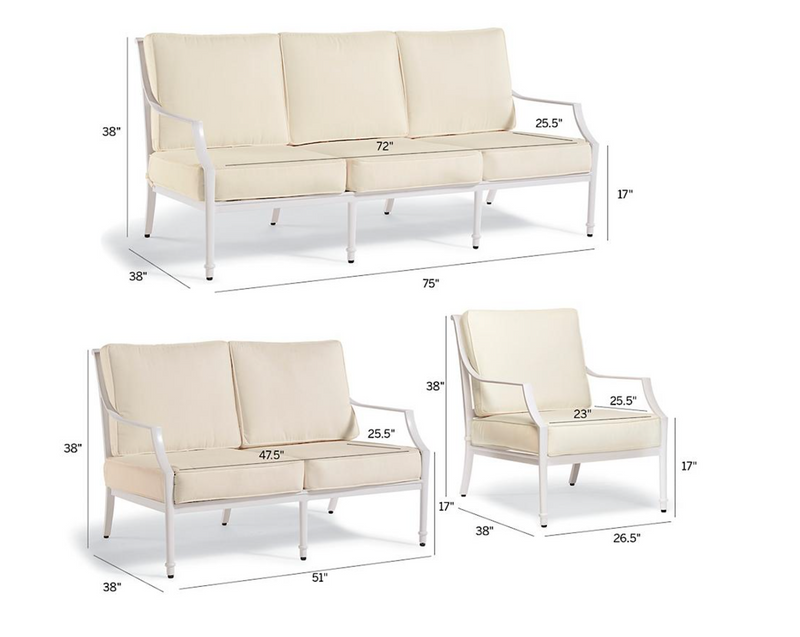 Grayson 3-pc. Sofa Set in White Finish