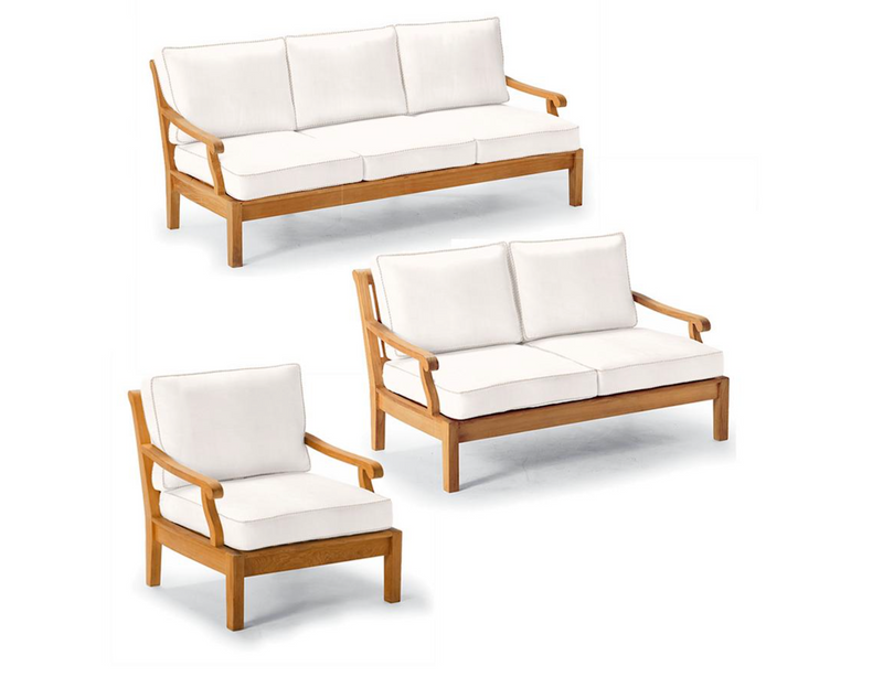 Cassara 3-pc. Sofa Set in Natural Finish